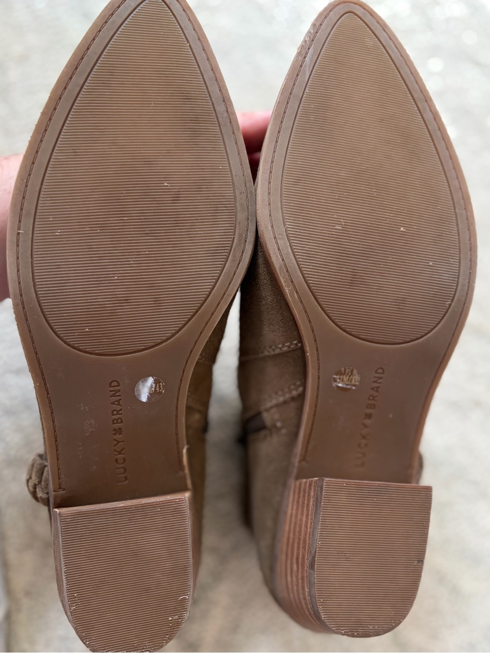 Lucky Brand Enitha Brown Suede Leather Ankle Booties Size 11 - Picture 6 of 8